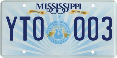 MS license plate YTO003