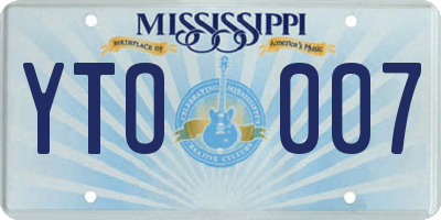 MS license plate YTO007