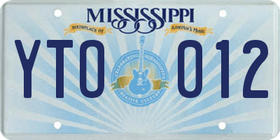 MS license plate YTO012