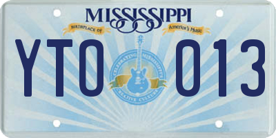 MS license plate YTO013