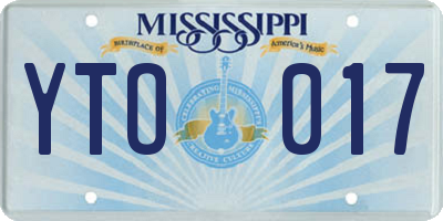 MS license plate YTO017