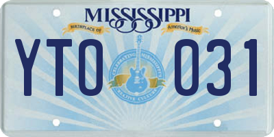 MS license plate YTO031