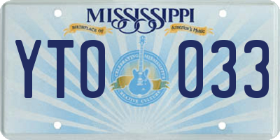 MS license plate YTO033