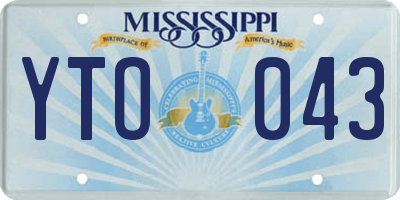 MS license plate YTO043