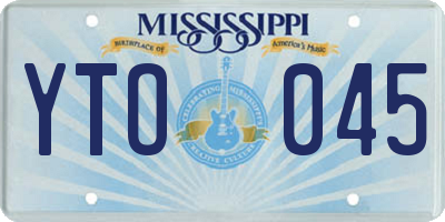 MS license plate YTO045