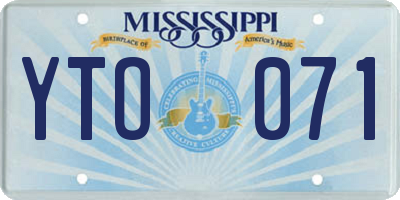 MS license plate YTO071
