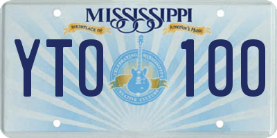 MS license plate YTO100