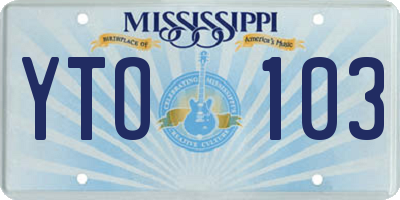 MS license plate YTO103