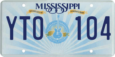MS license plate YTO104