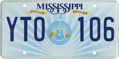 MS license plate YTO106
