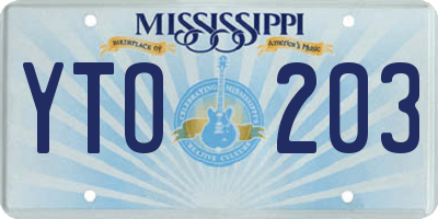 MS license plate YTO203
