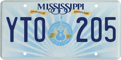 MS license plate YTO205