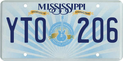 MS license plate YTO206