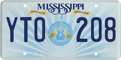 MS license plate YTO208