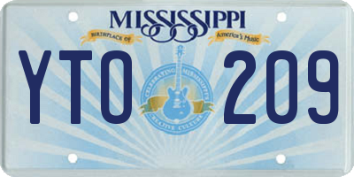 MS license plate YTO209