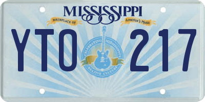 MS license plate YTO217