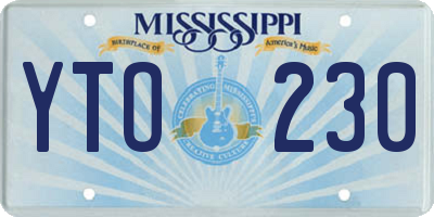 MS license plate YTO230