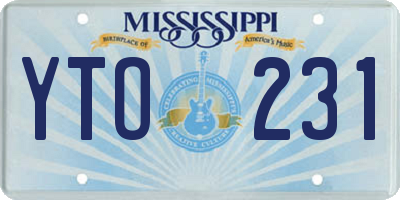 MS license plate YTO231