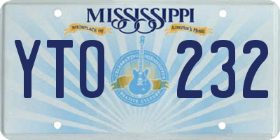 MS license plate YTO232