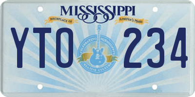 MS license plate YTO234