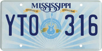 MS license plate YTO316