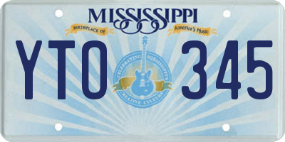 MS license plate YTO345