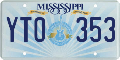 MS license plate YTO353