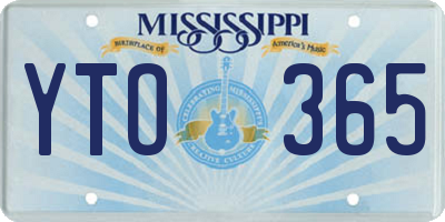 MS license plate YTO365
