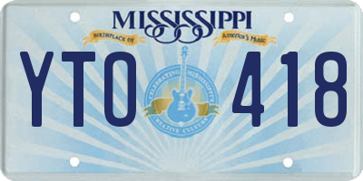 MS license plate YTO418