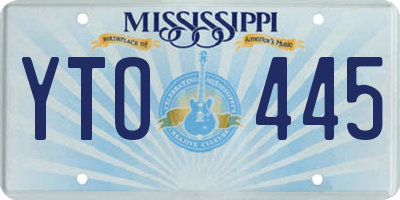 MS license plate YTO445