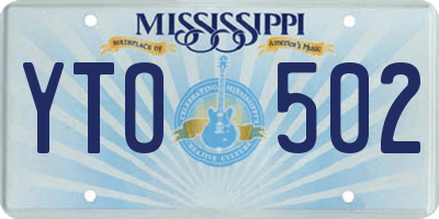MS license plate YTO502