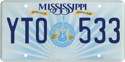 MS license plate YTO533