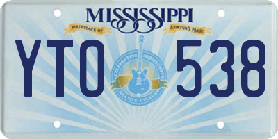 MS license plate YTO538