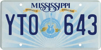 MS license plate YTO643