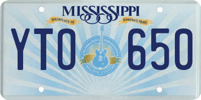 MS license plate YTO650