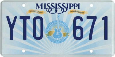 MS license plate YTO671