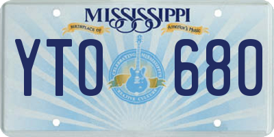 MS license plate YTO680