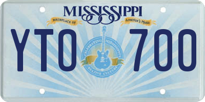 MS license plate YTO700