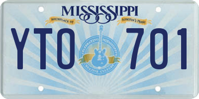 MS license plate YTO701