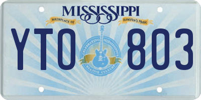 MS license plate YTO803