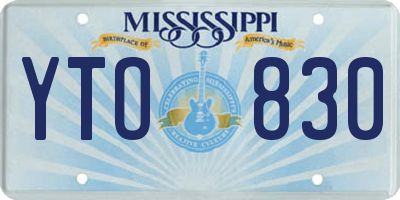 MS license plate YTO830