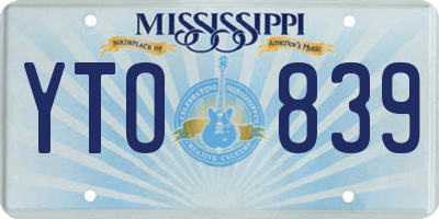 MS license plate YTO839