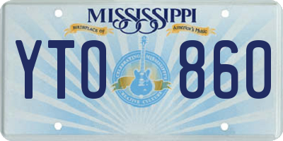 MS license plate YTO860