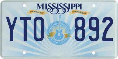 MS license plate YTO892
