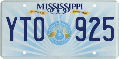 MS license plate YTO925