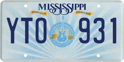 MS license plate YTO931