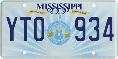 MS license plate YTO934