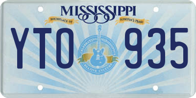 MS license plate YTO935