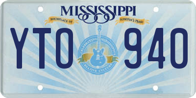 MS license plate YTO940