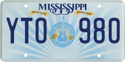 MS license plate YTO980